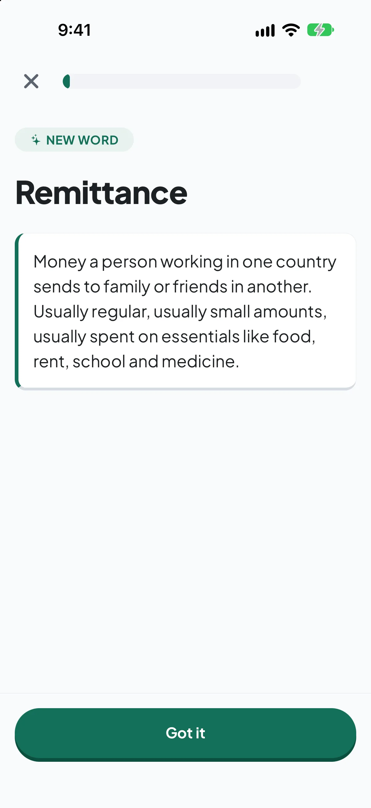 One word at a time, in the RemitBridge app