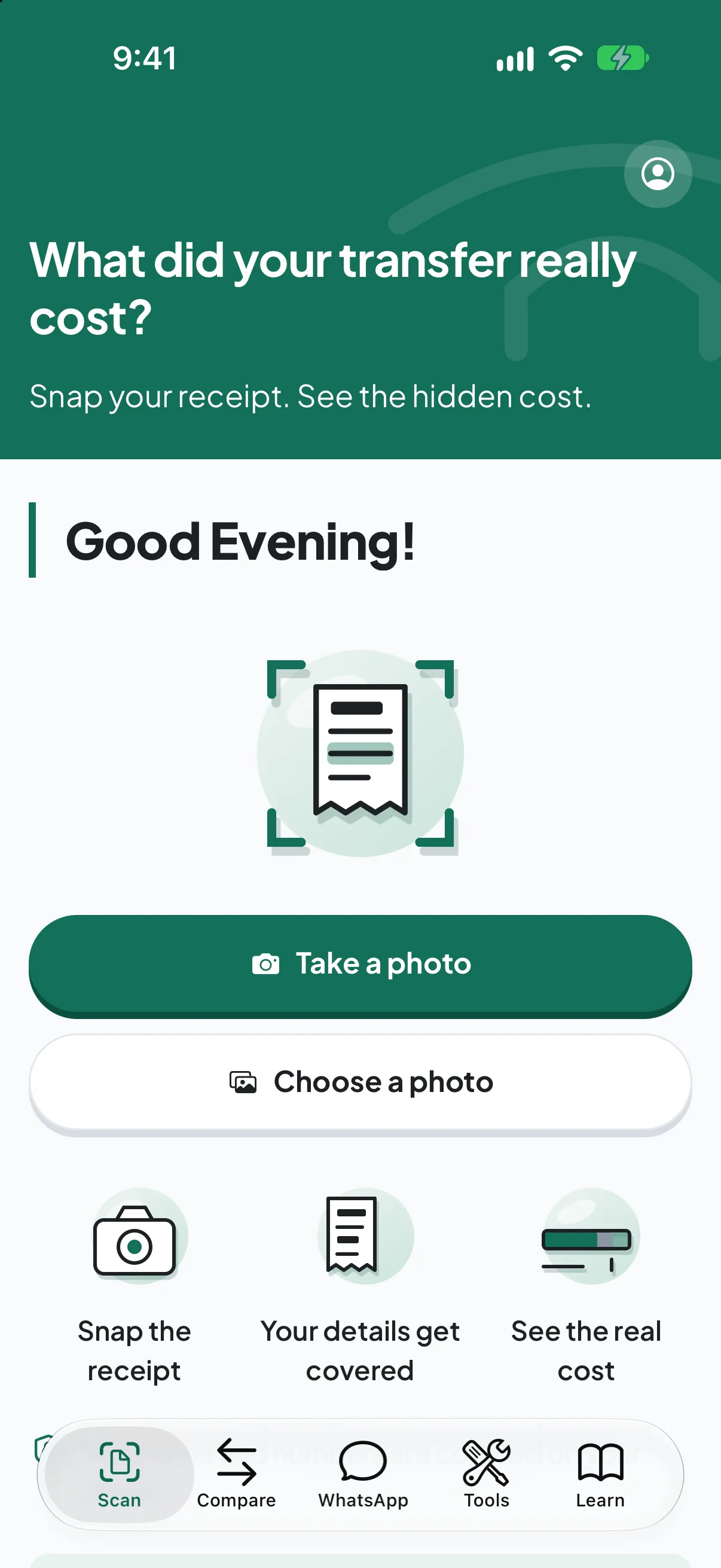 The scan screen in the RemitBridge app
